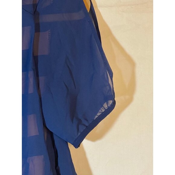 layered short sleeve shirt sheer striped blue orange medium length 32" READ - Picture 3 of 10